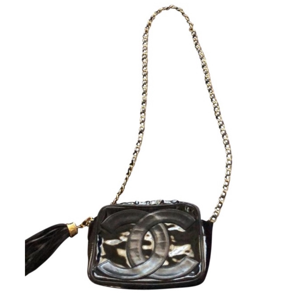 Chanel Vintage Black Patent Leather Cross Body Bag